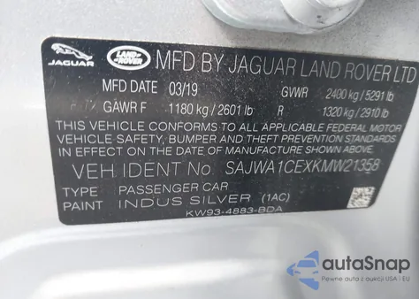 2019 Jaguar Xj Supercharged from USA, damaged, VIN SAJWA1CEXKMW21358